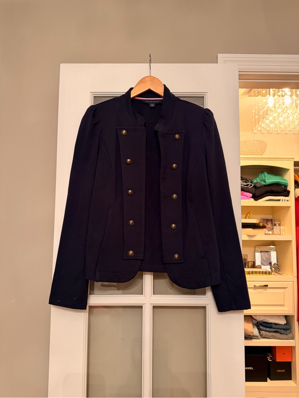 Tommy Hilfiger Navy Double-Breasted Military Blazer